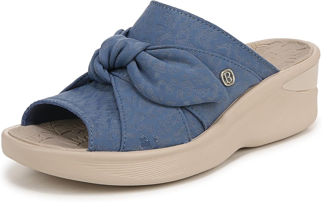 BZees Women's Smile Machine Washable Comfort Wedge Sandal Slide | Casual Sandals