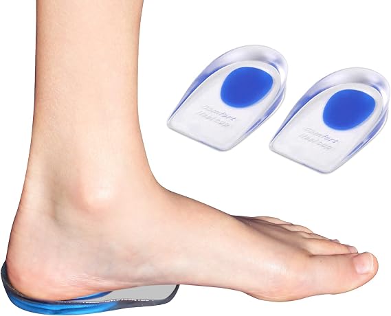 2 Pack - KidSole Shock Absorbing Lightweight Gel Heel Cups for Kid's with Sensitive Heels, Heel Spurs, Plantar Fasciitis, or Ankle Pain (Pink) (Red) (Pink Kids Size 2-6) (Blue Kids Size 2-6)