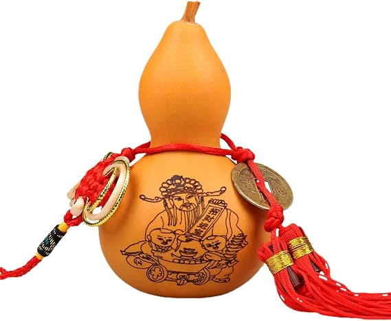 Traditional Chinese Natrual Gourd/Chinese Good Luck Wu Lou/natual Hu Lu/Wooden of Cucurbit (one Piece) Fengshui Natural Bagua Wu Lou (Wu Lu) Gourd Hanging Amulet W Children(Natrual Gourd 3)
