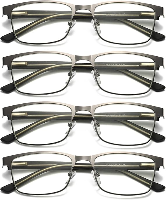 B&Q 4 Pack Reading Glasses Men Blue Light Blocking Readers for Men