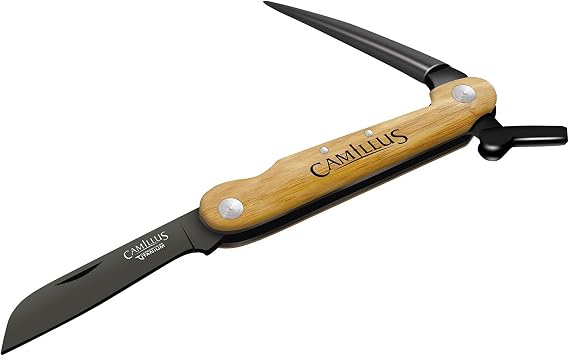 Camillus 7.5 Folder W/Marlin Spike Knife/Bamboo Handle/CARBONITRIDE TitaniumTM / AUS-8