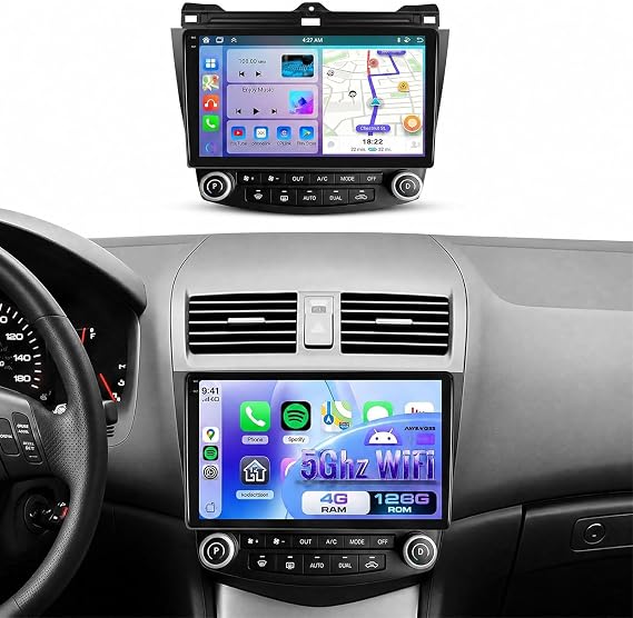 [4+128G] Android 15 Car Radio Stereo for Honda Accord 2003-2007 with Wireless CarPlay & Android Auto, 10.1 Inch in-Cell Screen Car Auido with AHD Backup Camera GPS WiFi FM RDS Radio EQ SWC