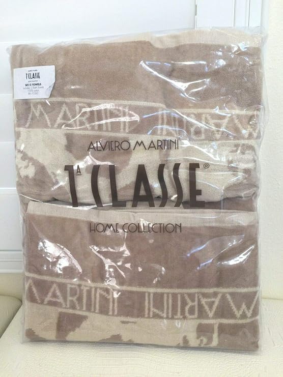 Alviero Martini 1A CLASSE 2X Bath Towel Set Made in Italy 100% Cotton 45"X28"