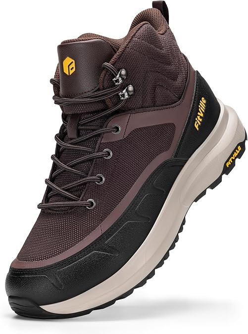 FitVille Men's Extra Wide Hiking Boots Non-Slip Water-Resistant Walking Shoes for Outdoor Camping Trekking