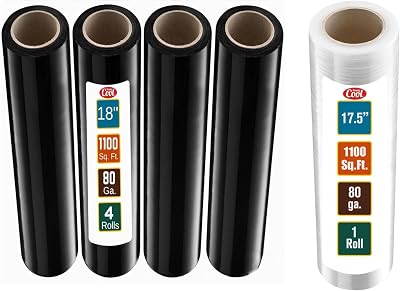 Simply Cool 4 Pack 18 Black and 1 Pack 17.5 Clear Stretch Wraps