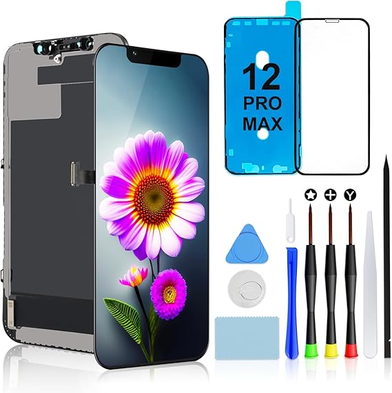 iPhone 12 Pro Max Screen Replacement Kit - Brinonac 6.7" Full HD LCD Display, Touch Digitizer Assembly Set with Repair Tool and Tempered Glass Protector
