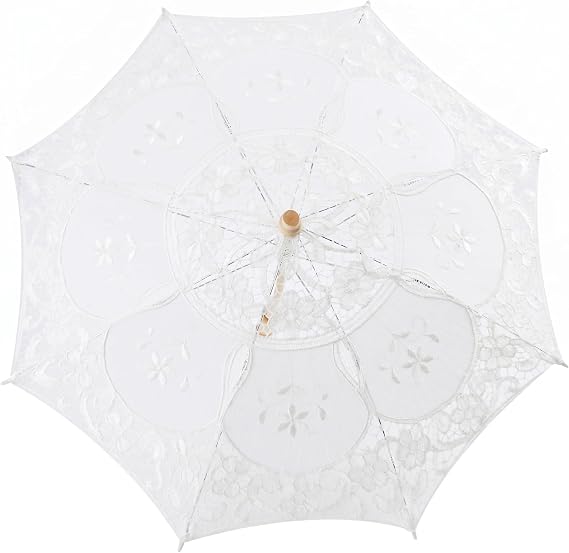 Valentine's Day Carnival Mini Lace Umbrella, 12" Wedding Bridal Parasol Umbrella for Girl Party Decor Dancing Photography Prop, 1920s Costume Decoration(Beige)