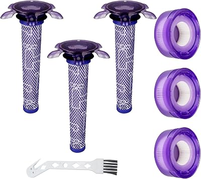 Hechuang 6 Pack Upgraded Star Vacuum Replacement Filters for Dyson V7, V8 Animal and V8 Absolute Vacuum. 3 Pre-Filters and 3 Post-Filters. Compare to Part # 965661-01 & 967478-01.