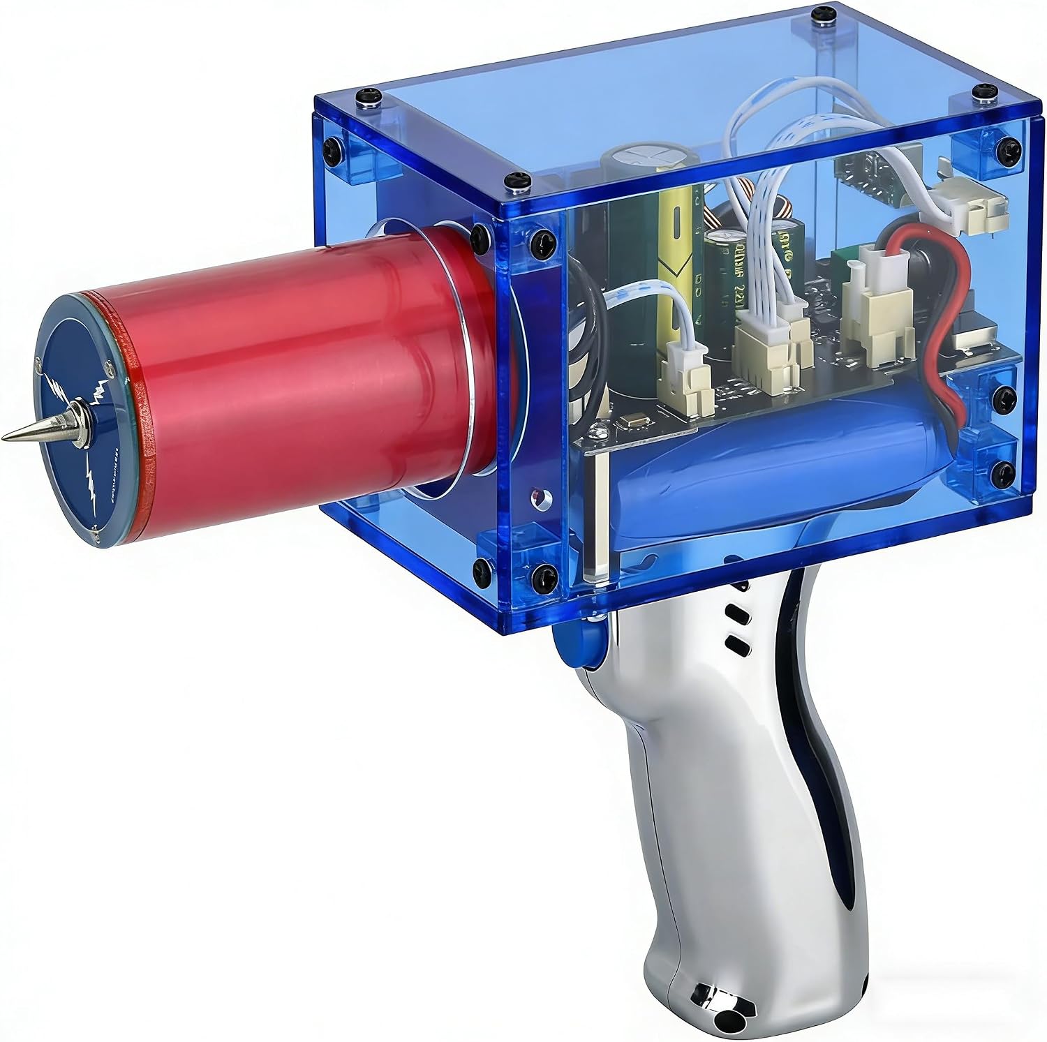 2025 Tesla Coil Handheld Gun,Plasma Coil Desktop Toy Science Education kit Mode Touchable Artificial Lightning Spark Gap Arc Generator Teaching Experiment Tool Teen boy GiftsPortable Mode of Charger