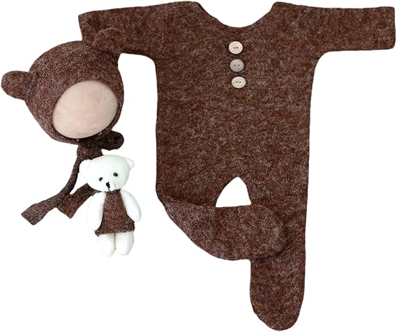 Zeroest Newborn Photography Bear Outfit Baby Photoshoot Props
