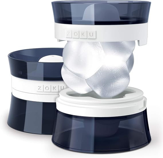 ZOKU Silicone Jack Ice Molds, Set of 2 Stackable Jack-Shaped Ice Molds, Keep Drinks Colder Longer with Less Dilution, Easy-Release, BPA and Phthalate-Free, Slate Blue