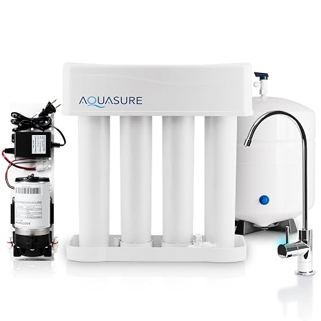 Aquasure 4-Stage Reverse Osmosis Water Purification System with Booster Pump, NSF Certified, Polypropylene Material, Removes 99.99% of Contaminants,
