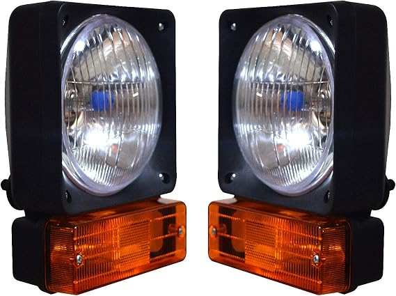Backhoe Loaders Loadall Headlight JCB Parts Assembly Amber/Clear Lens headlamp with 12v Bulbs Compatible for JCB 2CX 3C 3XC 4CX Backhoe Loaders Telehandlers 700/21100 700/16001 jcb lights