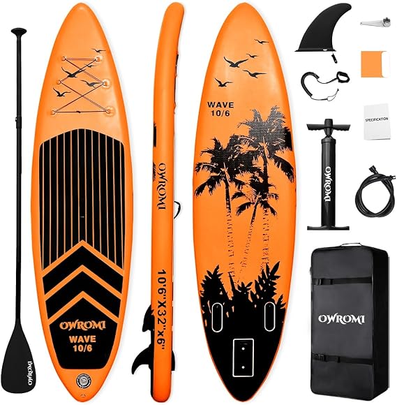 Inflatable Stand Up Paddle Board,10'6"/32"6" SUP Surfboard for All Skill Levels Paddleboards with oar/Pump/Tail Fin/Waterproof Bag/Backpack/FootRope/Repair Kit