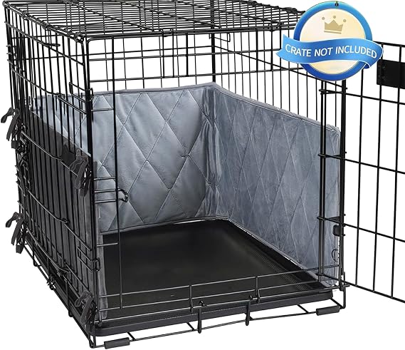 İç Sandık için Köpek Sandığı Tamponları - Bağlarla, Gri Köpek Sandığı Eğitim Pedleri, Güvenli ve Rahat Bir Sandık Oluşturun, Köpek Kuyruğu Koruyucu (Yalnızca Damper, Sandık Dahil Değildir) 24"X18" x