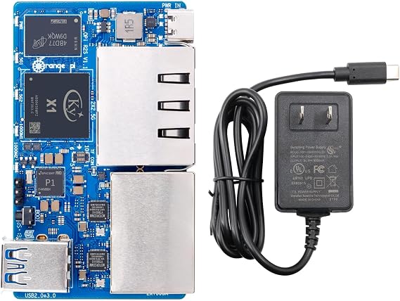 Orange Pi R2S 2GB/4GB/8GB RISC-V Single Board Computer with 8-Core RISC-V AI CPU, 8GB Onboard eMMC, Dual 2.5G & Dual 1000M Ethernet, Development Board Run OpenWrt/Ubuntu (8GB+Power Supply)