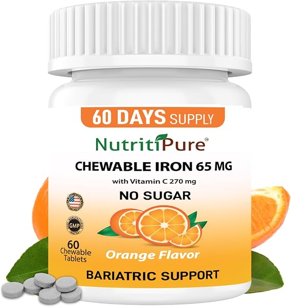 Chewable Iron 65 mg with Vitamin C, Sugar-Free, 60ct