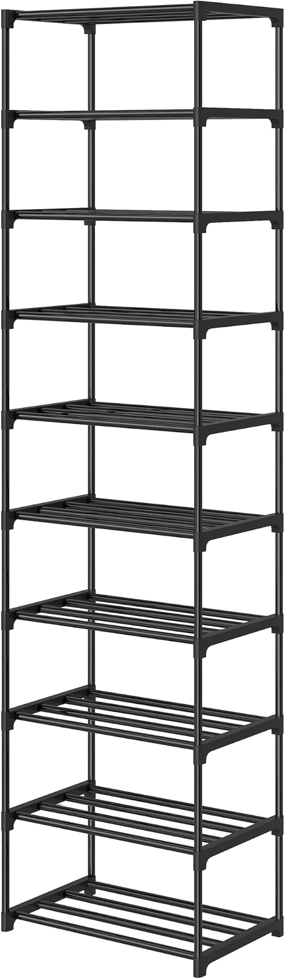 Autonomier 10 Tier Tall Shoe Rack (16.3" Wide), Narrow Lightweight Shelf | Compact Vertical Shoe Stand, Small Space Saving for Closet Floor, Dorm Storage Organizer, Front Door Entrance, Entryway