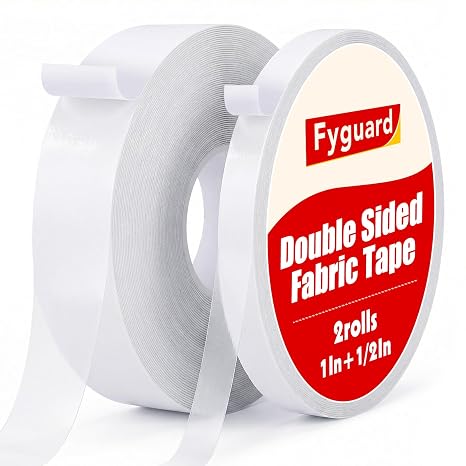2 Rolls Double Sided Fabric Tape, 1In 12In x 196Ft Total Hem Tape, No Sew No Iron, Quick Repair Hemming Tape for Clothing Pants Dresses Carpets DIY Crafts1In12In