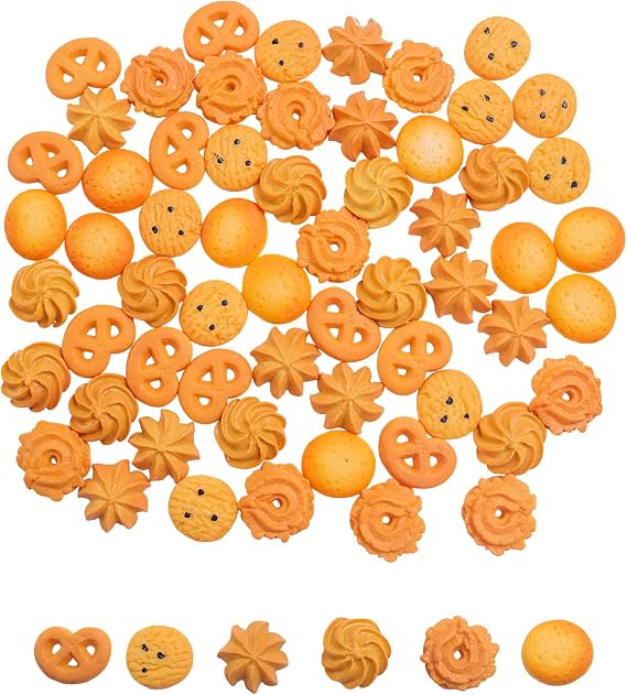 X Hot Popcorn 60Pcs Fake Cookies, Faux Cookies, Artificial Mini Cookies | Pastries Food, Fake Biscuits Model, DIY Craft, Home Kitchen Decor