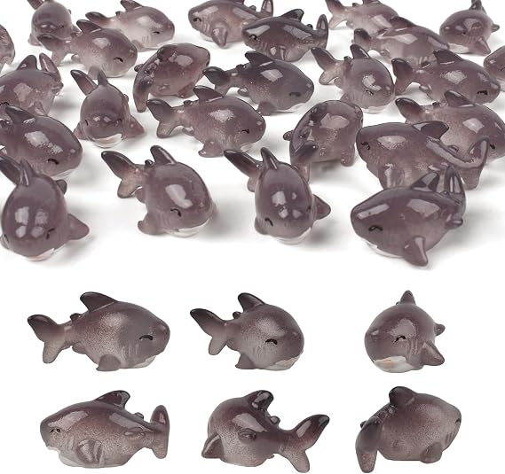 Miniature Shark 30PCS Mini Shark Figures Fairy Garden Sharks Resin Sharks Figurine Moss Landscape Decoration DIY Craft Home Decor