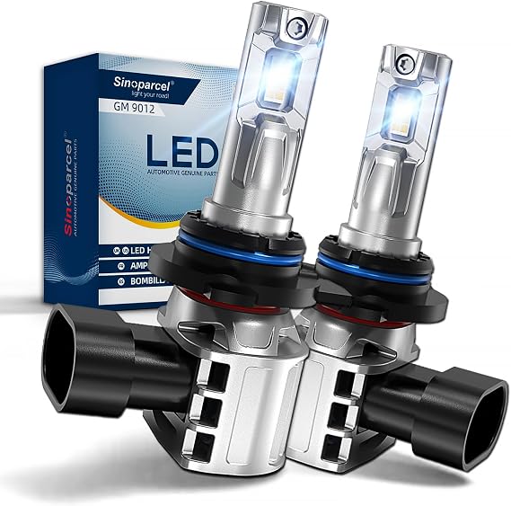 Sinoparcel HIR2 9012 LED Headlight Bulbs, Built-in Cooling Fan, 6500K White
