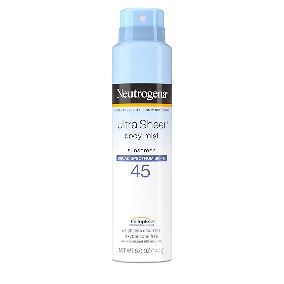 Neutrogena Ultra Sheer Spf#45 Body Mist Full Reach Spray 5 Ounce 141g