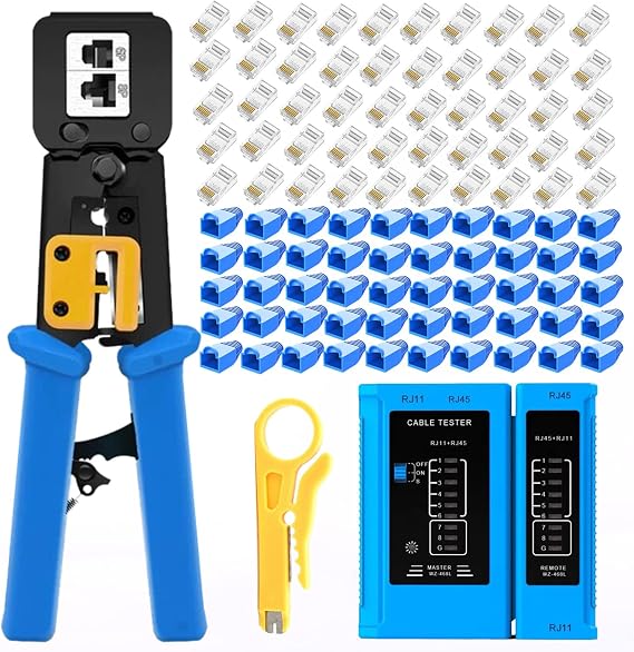 Gaobige rj45 Crimping Tool for Cat6 Cat5e Cat5, Sturdy Pass Through Crimper
