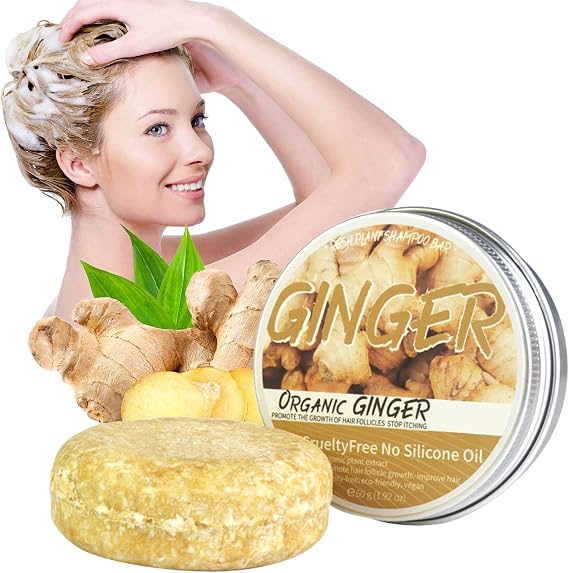 Ginger Hair Regrowth Shampoo Bar, Anti Hair Loss Ginger Shampoo Soap, Shampoo Bar for Hair Growth, Nourishes and Controls Oil Hair for All Hair Types