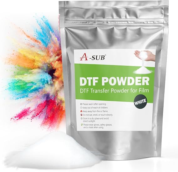 A-SUB DTF Powder White 500g / 1.1lb | DTF Transfer Powder, Hot Melt Adhesive for Sublimation, for Digital Prints on Any Color and Material Fabric