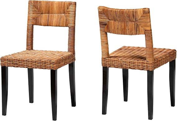 bali & pari Manrico Natural Rattan Dining Chair, 2-Piece Set, Honey