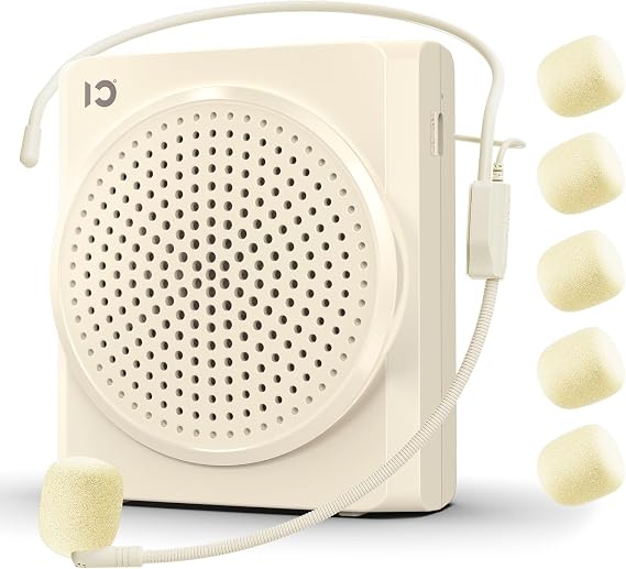 SHIDU Voice Amplifier for Teachers, Portable Voice Amplifier, Portable Megaphone Speaker Headset System, Microphone with Speaker for Classroom, Meeting, Speech, Yoga, Tour Guide (White)