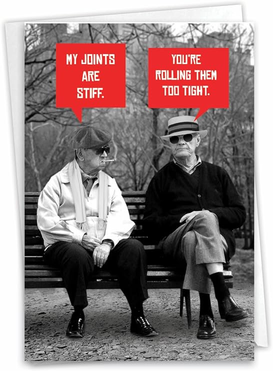 NobleWorks 1 Funny Adult Birthday Cards for Men Old Guys Stiff Joints Humor Notecard with Envelope C7038BDG