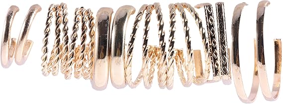 6 Pairs Gold Hoop Earrings Set for Women,Chunky Silver Earrings Fashion Pearl Hoop Earrings Holiday Gift for Women