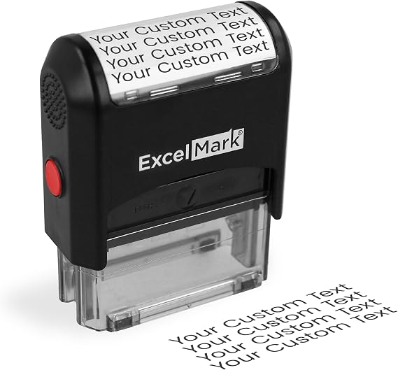ExcelMark Self Inking Rubber Stamp with up to 4 Lines of Custom Text (Medium)