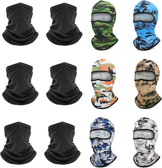 6 Pack Neck Gaiter Bandana Face Mask and 6 Pack Balaclava Face Ski Mask