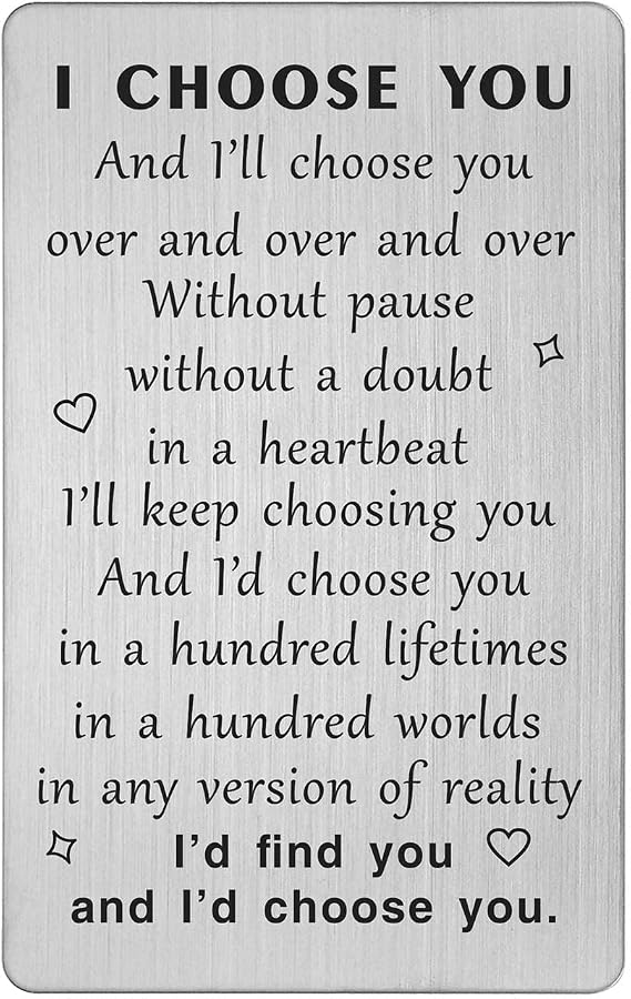 TANWIH I Choose You Wallet Card, Fathers Day Cards for Him, Wedding Gifts for Groom from Bride, Fiance Gifts for Him, To My Husband On Our Wedding Day, I Love You Card for Men, Engagement