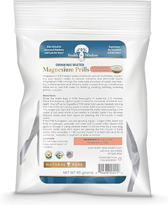 Health and Wisdom Magnesium Prills Kiln-Dried Magnesium Oxide Beads for Structured Thin Water Long-Lasting, Reusable, NSFANSI Certified Use for Drinking, Cooking, Bathing & Laundry - 3.17 oz