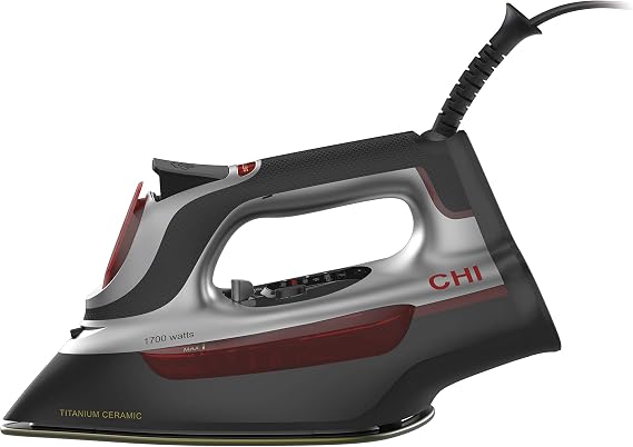 CHI Steam Iron for Clothes, 1700 Watts, XL 10" Cord | Electronic Temperature Control, Titanium Ceramic Soleplate, Professional Grade, 3-Way Auto Shutoff