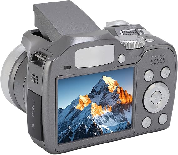 Digital Camera 4K 60M UHD DSLR Camera with 12x Optical Zoom 6X Digital Zoom Built-in LED Flash for Travel Photography (Silver)