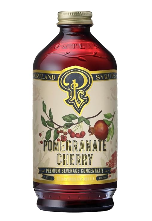 Portland Syrups Pomegranate Cherry Syrup for Cocktails, 12 oz, 12 Servings
