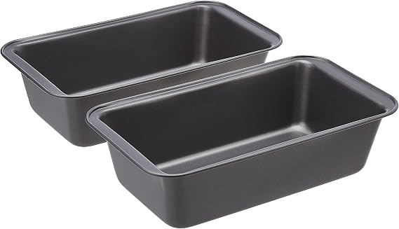 Amazon Basics Rectangular Nonstick Bread Loaf Pan for Baking Meatloaf with Even Heat Distribution,9.5 x 5 Inch,Gray,Set of 2,(Pack of 6)