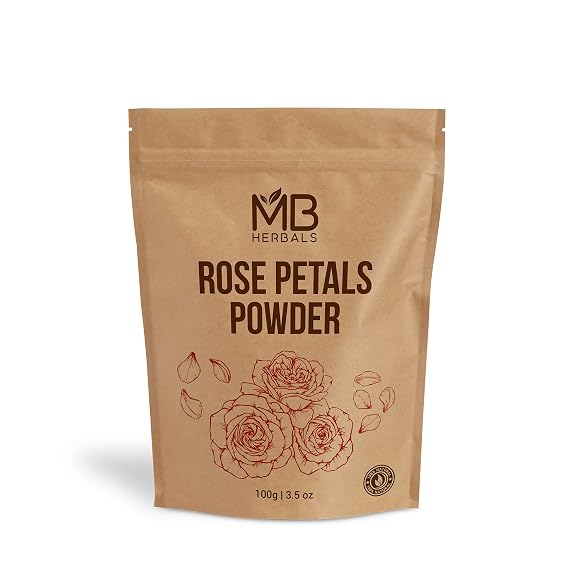 MB Herbals Rose Powder 100g (3.5oz) | For Face Packs & Facial Mask Formulations | 100% Pure & Natural | No Chemical Preservative | No Artificial Color | Rose Petals Powder