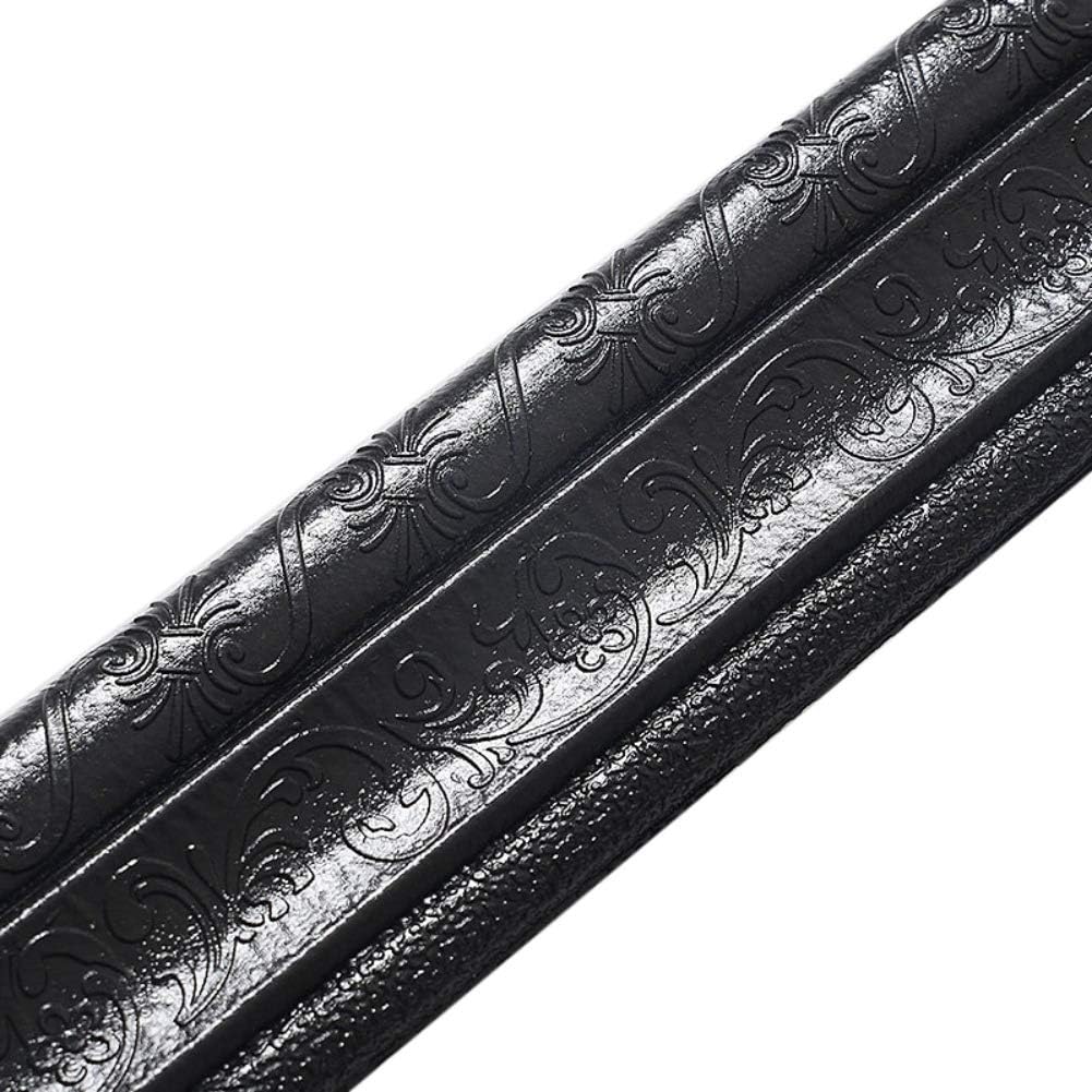 Hongyan 3D Self Adhesive Wallpaper Border Peel and Stick -Flower Foam Molding Trim Wall Sticker -Sticky Decorative Lines for Home, Office, Hotel DIY Decoration 90 x 3 Inches Black