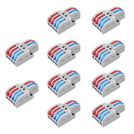 NineLeaf 10PCS Quick Connect Wire Connectors,2 in 4 Out Quick Wiring Connector, Compact Splicing Inline Electrical Connectors, Quick Connect for Cables from 28 to 12AWG