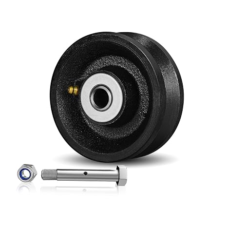 4" X 1.5" Cast Iron V Groove Wheel with Roller Bearing, 600 lbs Capacity,Industrial Metal Casters for Roll Tracks, Rolling, Sliding Gates(1Pack Black)
