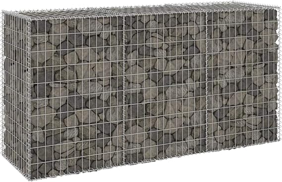 Gabion Mesh Wire Wall Panel with Cover Galvanized Steel Garden Stone Basket Fencing Patio Decorative Fence for Outdoor Landscape Lawn 78.7 x 23.6 x 39.4 Inches (L x W x H)