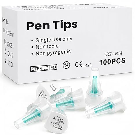 100 Pack Pen Tips 32G x 6mm, Ultra Fine Universal Fit, Extra-Thin Wall, Comfortable