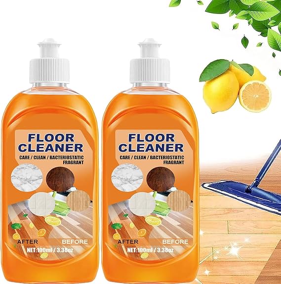 Floor Cleaner, Powerful Decontamination Floor Cleaner, Orange Floor Cleaner, Multipurpose Floor Cleaner Liquid for Wood Floor, Ceramic Tile (2PC)