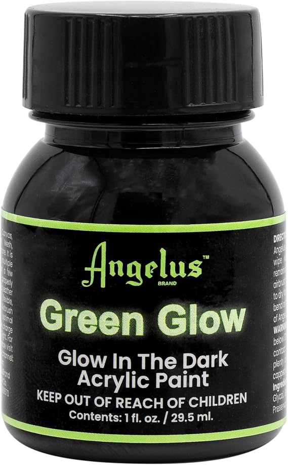 Angelus 1oz Neon Green Glow Paint - Brightest Glow, All-Night Illumination - Non-Toxic, Made in USA - Ideal for Art, Decor, Crafts, and More